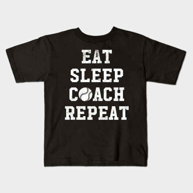 Eat sleep coach repeat Kids T-Shirt by captainmood